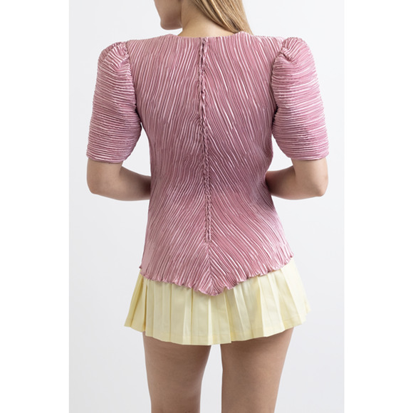 Pink Pleated Top with Bow Ornament - Picture 5 of 5